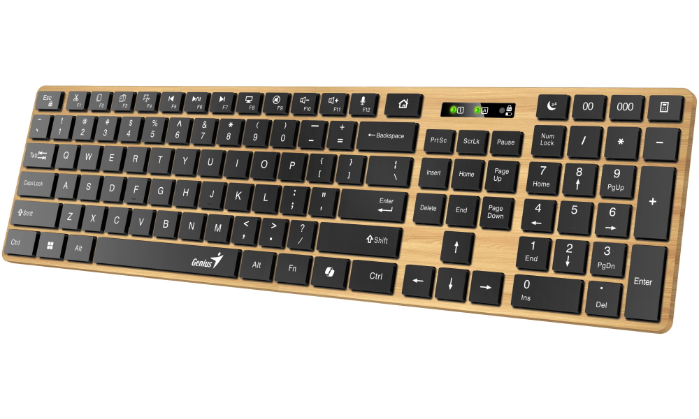 GENIUS Slimstar 7250BT/ bezdrátová 2,4GHz + BT5.0/ Copilot/ USB/ barva borovice + černá/ CZ+SK layout